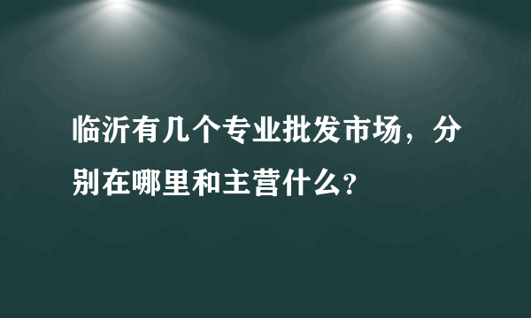 临沂有几个专业批发市场，分别在哪里和主营什么？