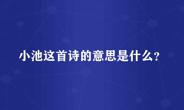 小池这首诗的意思是什么？