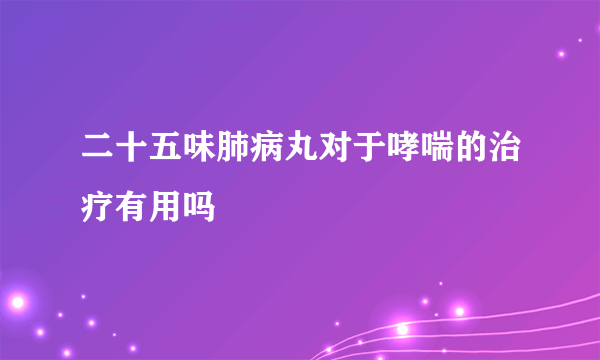 二十五味肺病丸对于哮喘的治疗有用吗