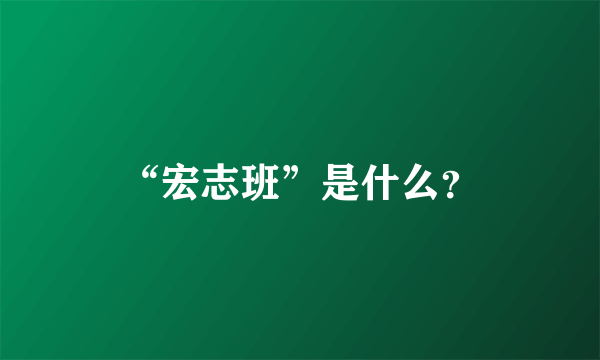 “宏志班”是什么？