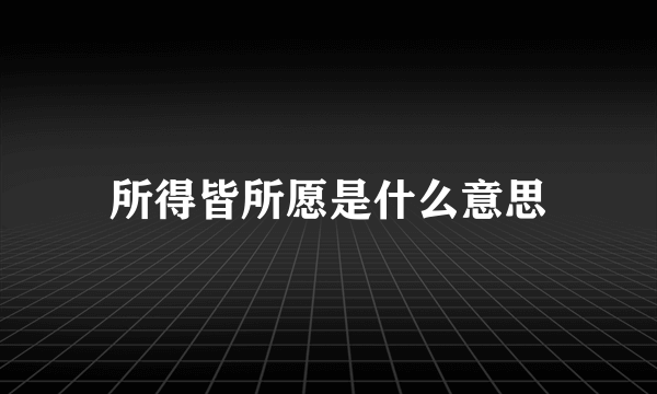 所得皆所愿是什么意思