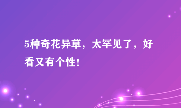 5种奇花异草，太罕见了，好看又有个性！