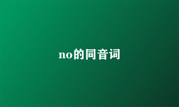 no的同音词