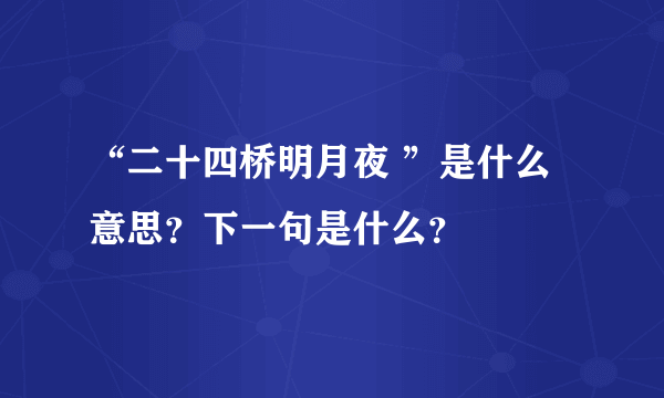 “二十四桥明月夜 ”是什么意思？下一句是什么？