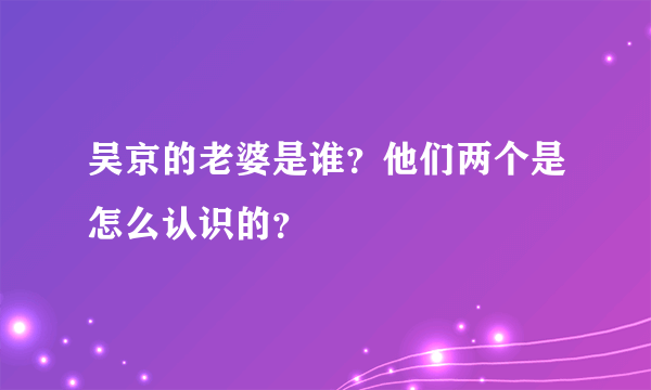 吴京的老婆是谁？他们两个是怎么认识的？