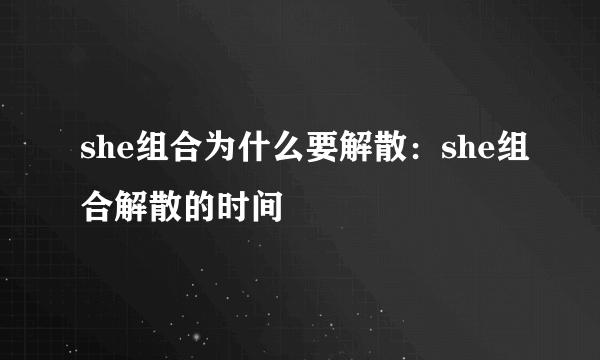 she组合为什么要解散：she组合解散的时间