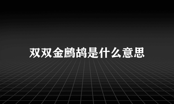 双双金鹧鸪是什么意思