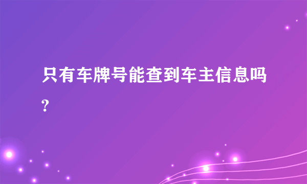 只有车牌号能查到车主信息吗?