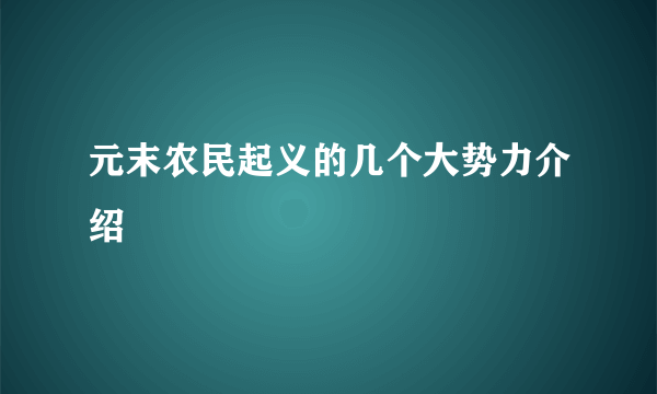 元末农民起义的几个大势力介绍