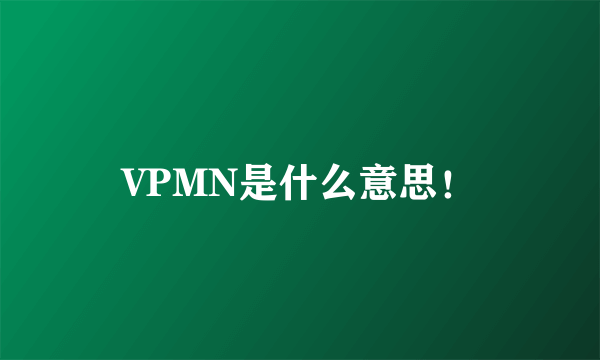 VPMN是什么意思！