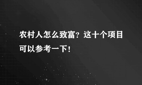 农村人怎么致富？这十个项目可以参考一下！