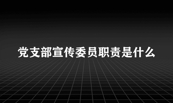 党支部宣传委员职责是什么