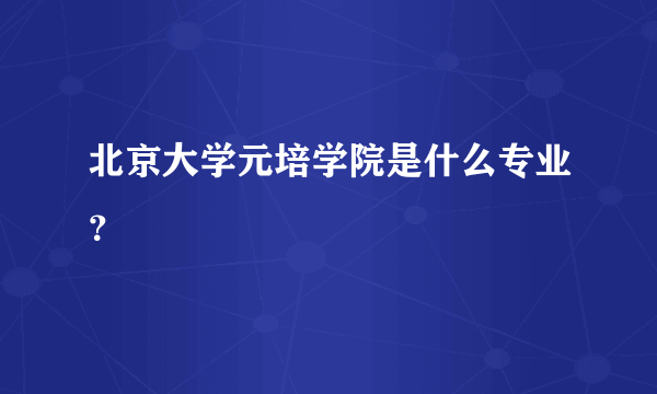 北京大学元培学院是什么专业？