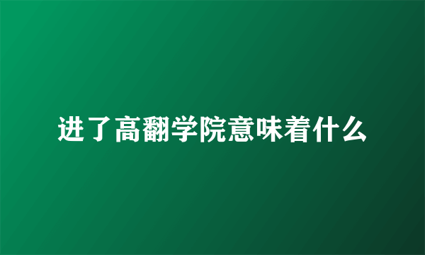 进了高翻学院意味着什么