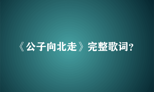 《公子向北走》完整歌词？