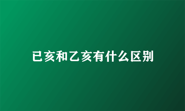 已亥和乙亥有什么区别