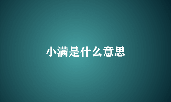 小满是什么意思