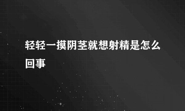 轻轻一摸阴茎就想射精是怎么回事