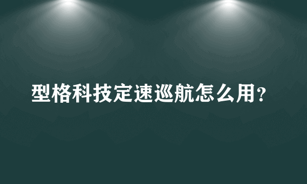 型格科技定速巡航怎么用？