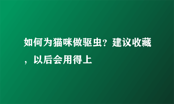 如何为猫咪做驱虫？建议收藏，以后会用得上