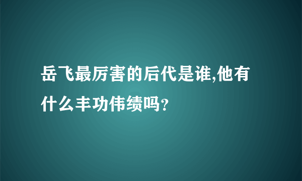 岳飞最厉害的后代是谁,他有什么丰功伟绩吗？