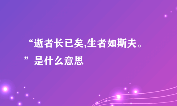 “逝者长已矣,生者如斯夫。”是什么意思