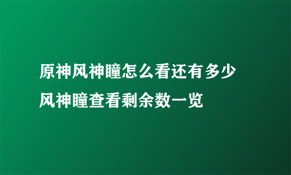 原神风神瞳怎么看还有多少 风神瞳查看剩余数一览