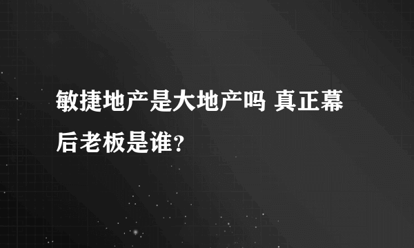 敏捷地产是大地产吗 真正幕后老板是谁？