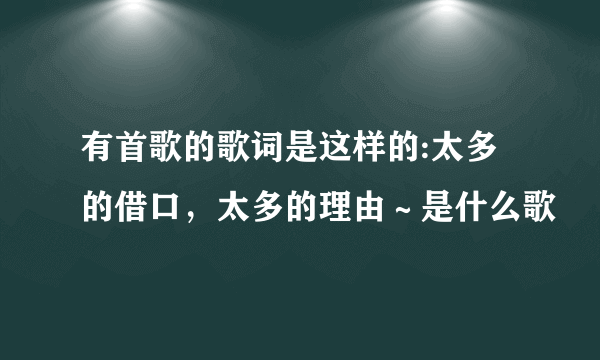 有首歌的歌词是这样的:太多的借口，太多的理由～是什么歌