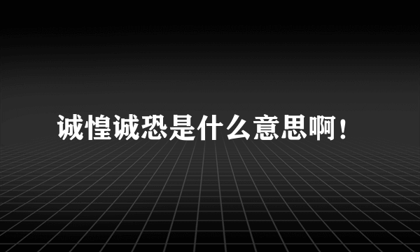 诚惶诚恐是什么意思啊！