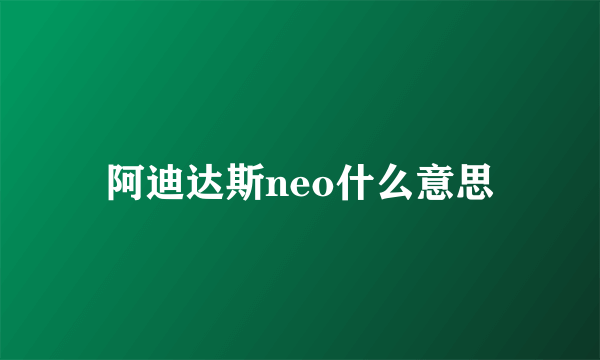 阿迪达斯neo什么意思