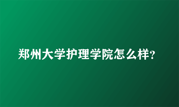 郑州大学护理学院怎么样？