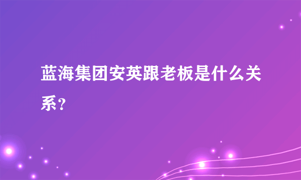 蓝海集团安英跟老板是什么关系？