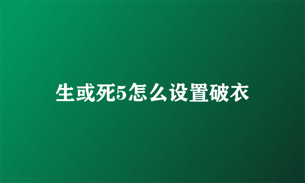 生或死5怎么设置破衣