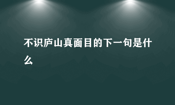 不识庐山真面目的下一句是什么