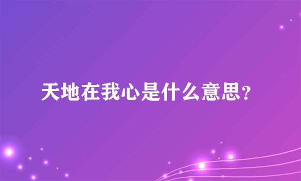 天地在我心是什么意思？