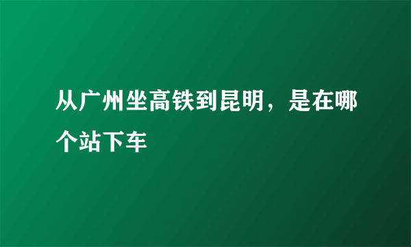 从广州坐高铁到昆明，是在哪个站下车