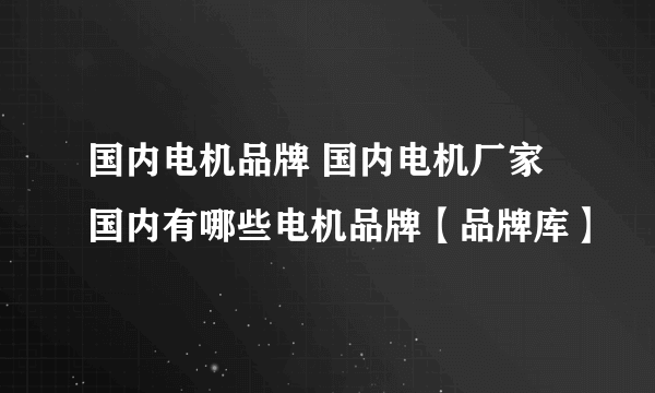 国内电机品牌 国内电机厂家 国内有哪些电机品牌【品牌库】