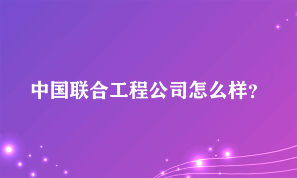 中国联合工程公司怎么样？