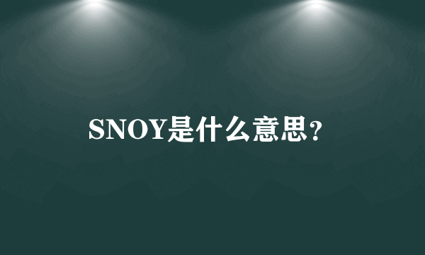 SNOY是什么意思？