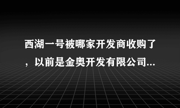 西湖一号被哪家开发商收购了，以前是金奥开发有限公司，可是说后来背