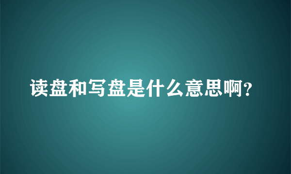 读盘和写盘是什么意思啊？