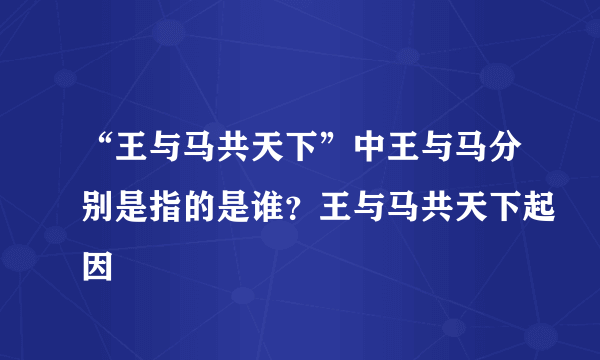 “王与马共天下”中王与马分别是指的是谁？王与马共天下起因