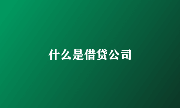 什么是借贷公司