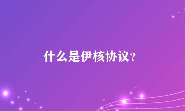 什么是伊核协议？