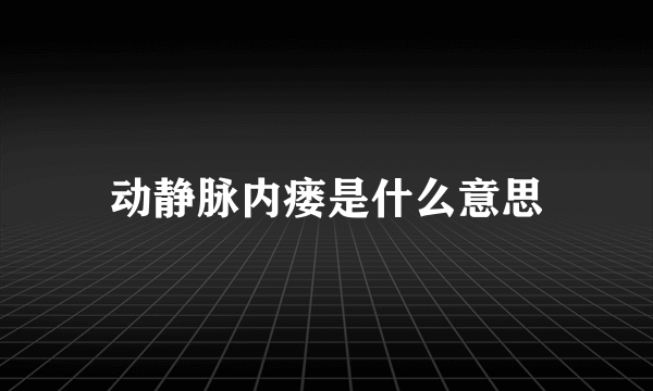 动静脉内瘘是什么意思