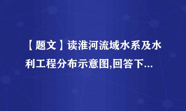 【题文】读淮河流域水系及水利工程分布示意图,回答下列问题（1）根据图形说出淮河支流分布特点,并分析淮河流域多洪涝的自然原因.（2）由所学知识评价淮河主要支流颖河上游的开发.