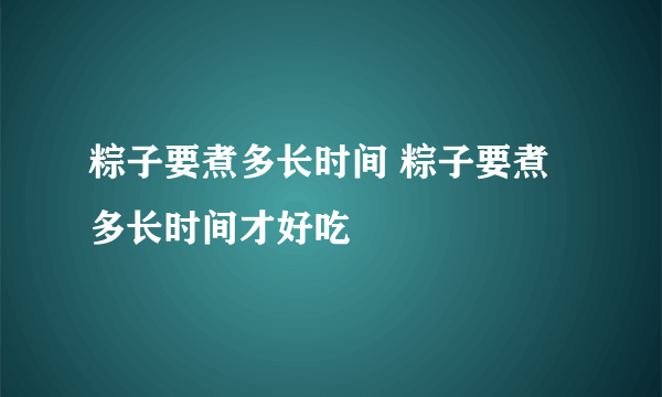 粽子要煮多长时间 粽子要煮多长时间才好吃