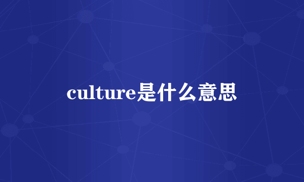 culture是什么意思