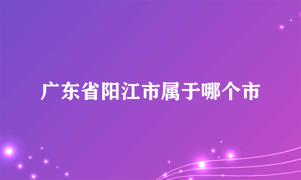 广东省阳江市属于哪个市